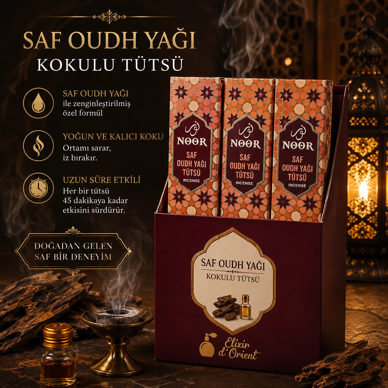 Saf Oudh Yağı Kokulu Tütsü